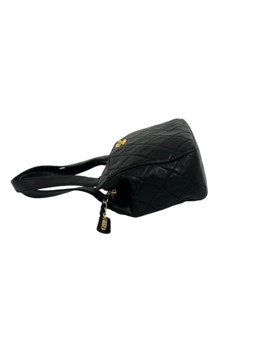 Chanel Vintage Quilted CC Logo Lambskin Leather Handbag Black